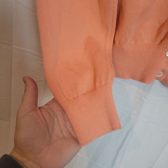 Vintage Lilly Pulitzer Cotton Cardigan Sweater Womens Medium Peach Orange Preppy - Picture 5 of 9